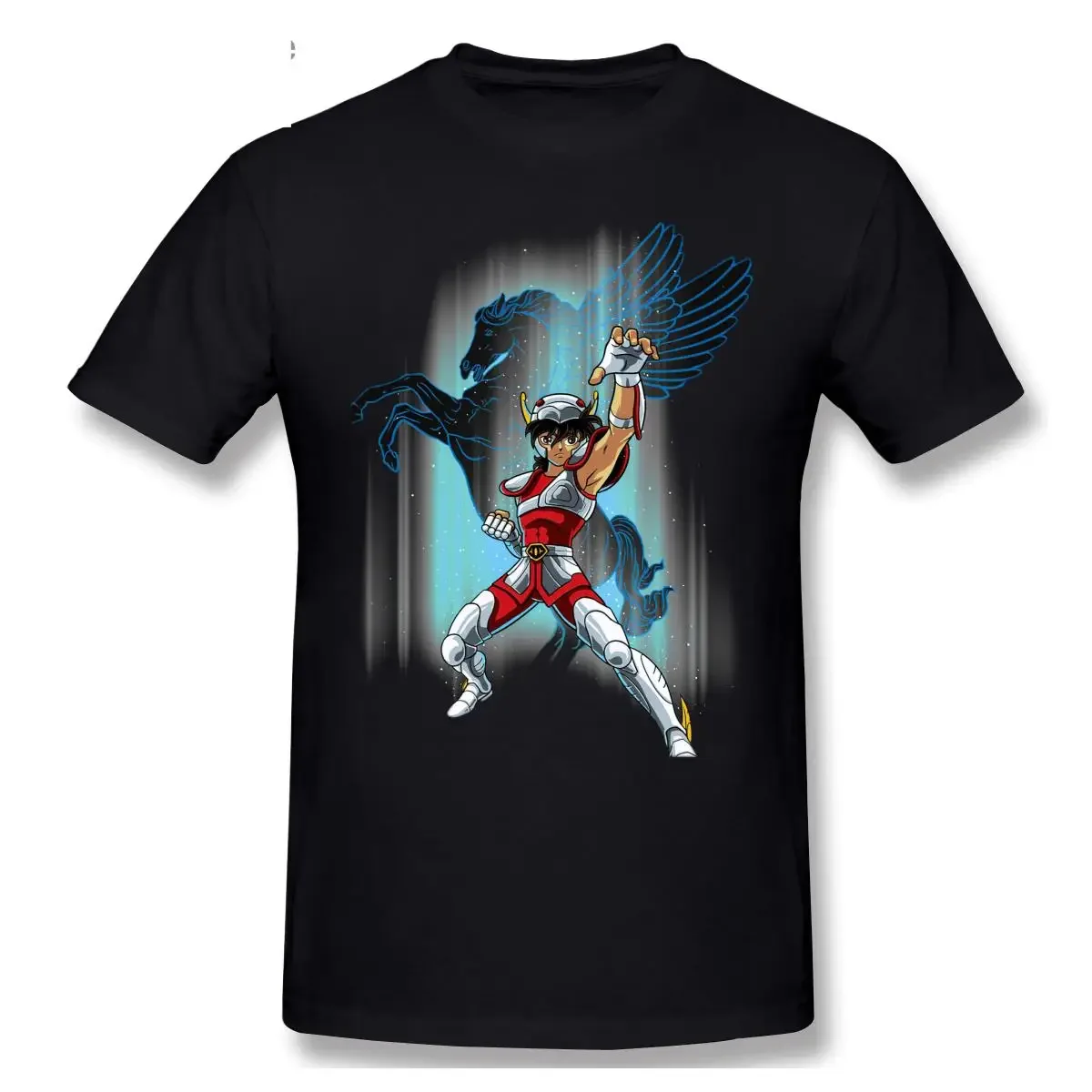 Knights Of The Zodiac T Shirt For Mens Short Sleeve Seyia Of Pegasus T-Shirt Funny Crewneck Cotton TShirts Tops