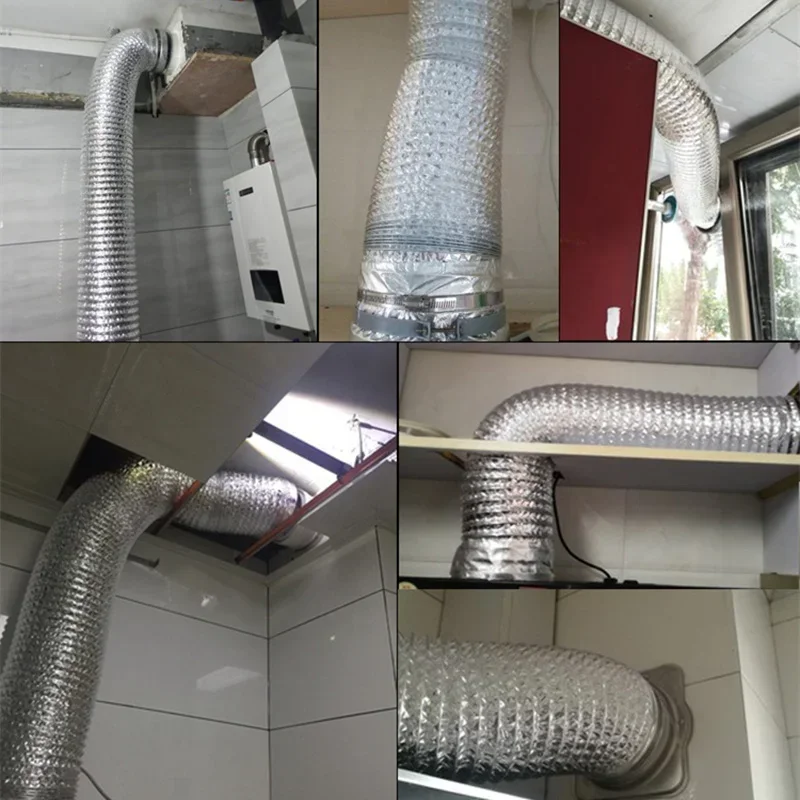 Hose Dryer Vent Duct Ducting Flexible Air Ventilation Exhaust Aluminum Heating Fan Flex Inch Clamp Insulated Elbow Conditioning