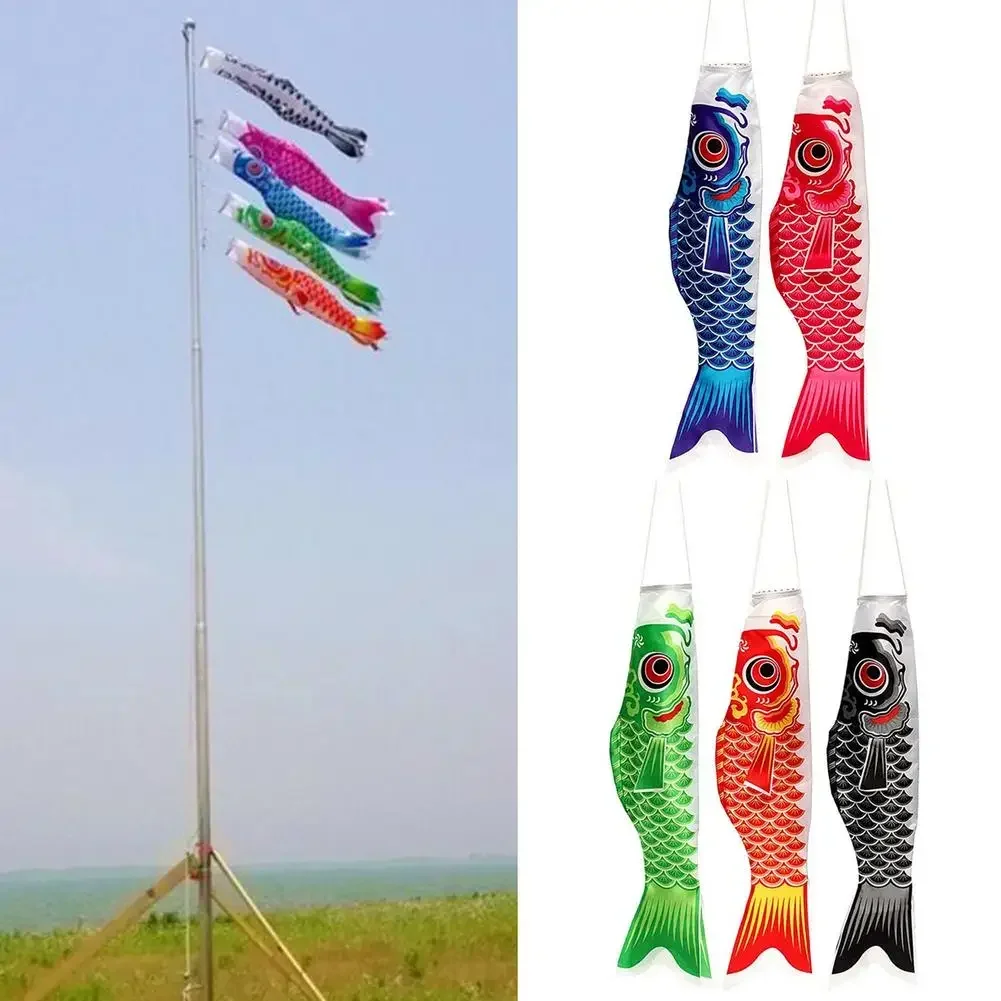 40cm Japanese Carp Windsock Streamer Fish Flag Kite Cartoon Fish Colorful Windsock Carp Wind Sock Flag Gift for Children Kids