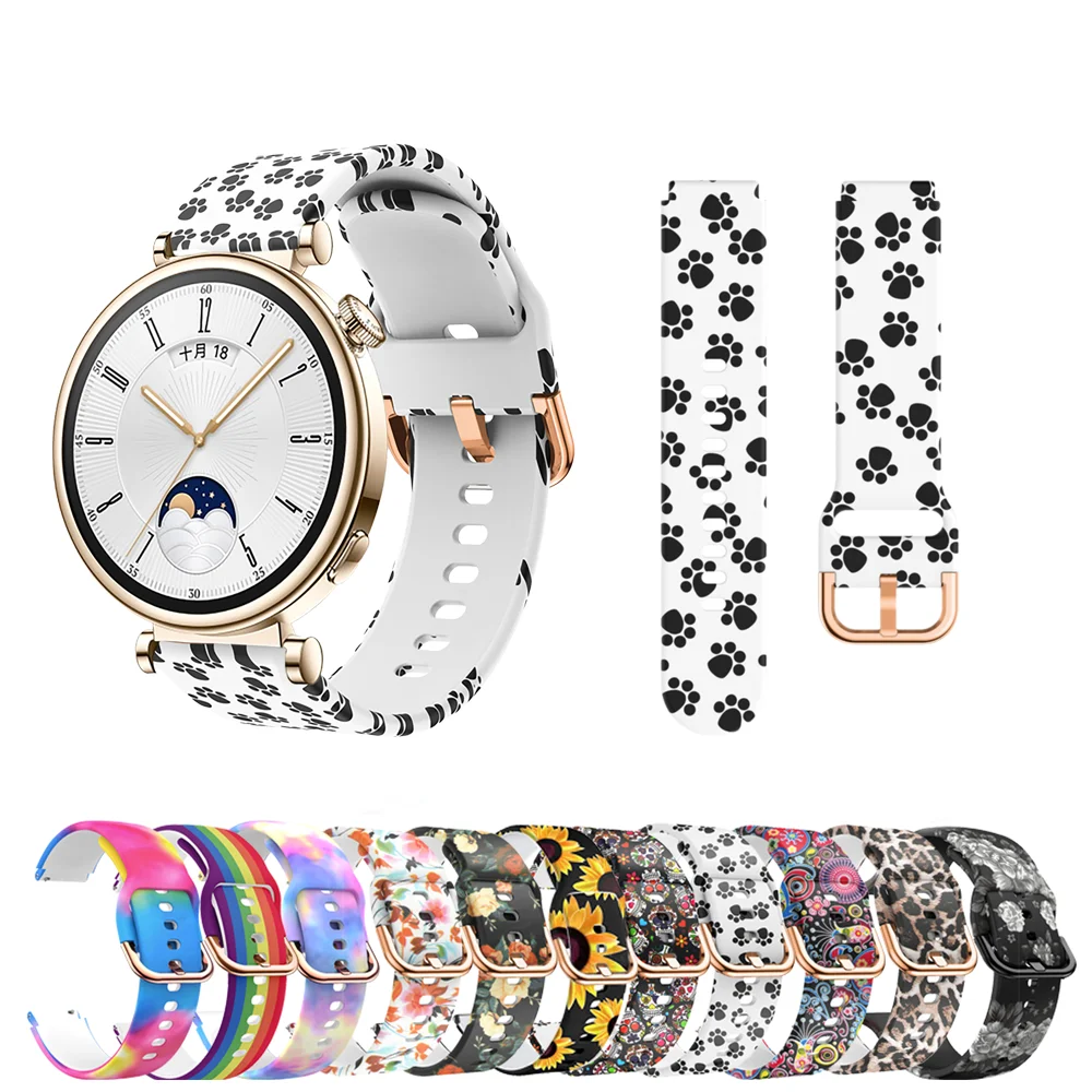 أربطة ساعة جري من السيليكون للنساء ، مطبوعات باو للنساء عالميًا ، أربطة ساعة رسمية أصلية ، ساعة ذكية ، ساعة ذكية Gt4 ، 41: 18