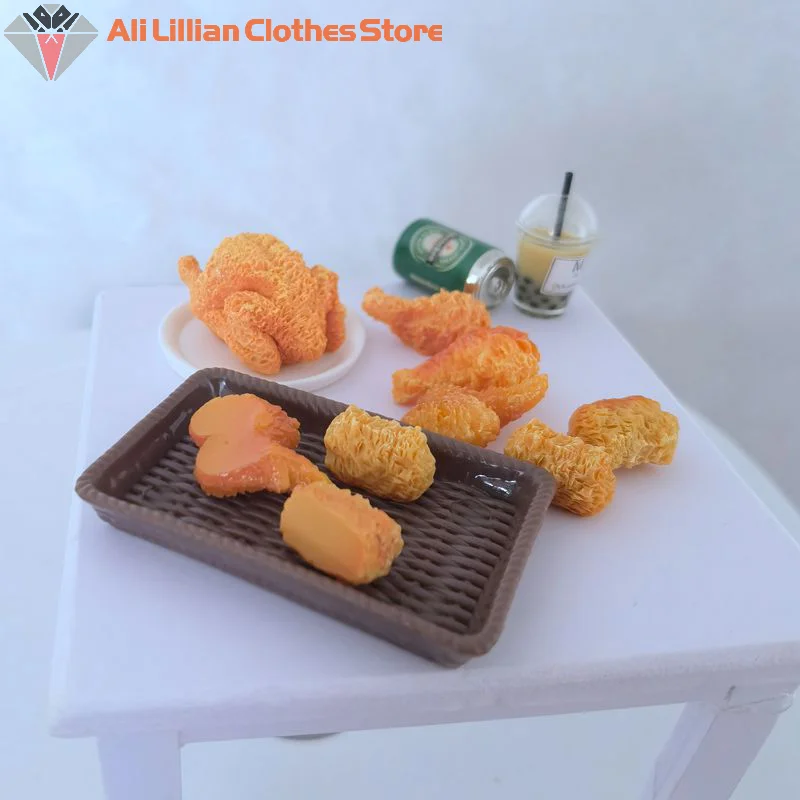 ⭐HOT❗ 1Set Mini Simulation Fried Chicken Miniatures Food Doll House Decor DIY Supply Model Food Ornament Toy Dollhouse Accessor
