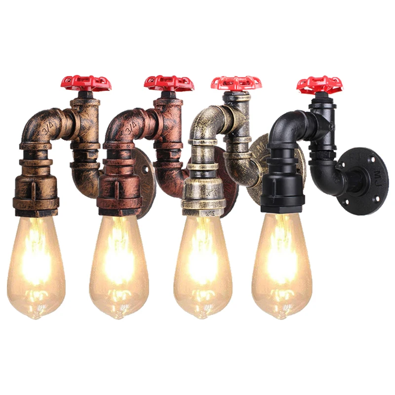 Industrial Vintage Wall Lamp E27 Iron Water Pipe Lights Wall Mounted Loft Bar Wandlampe for Home Decor Lighting Fixtures Light