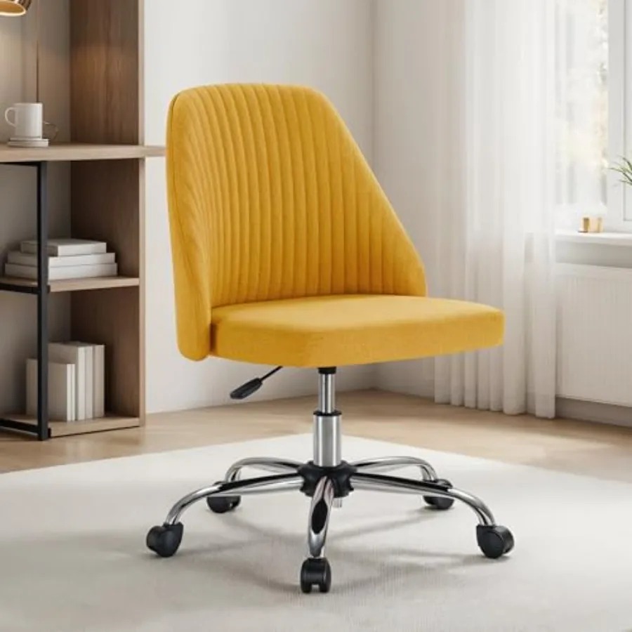 

Armless Office Desk Chair, Modern Cute Swivel Vanity Chair Comfy Home Office Chairs with Wheels Height Adjustable Rolling Compu