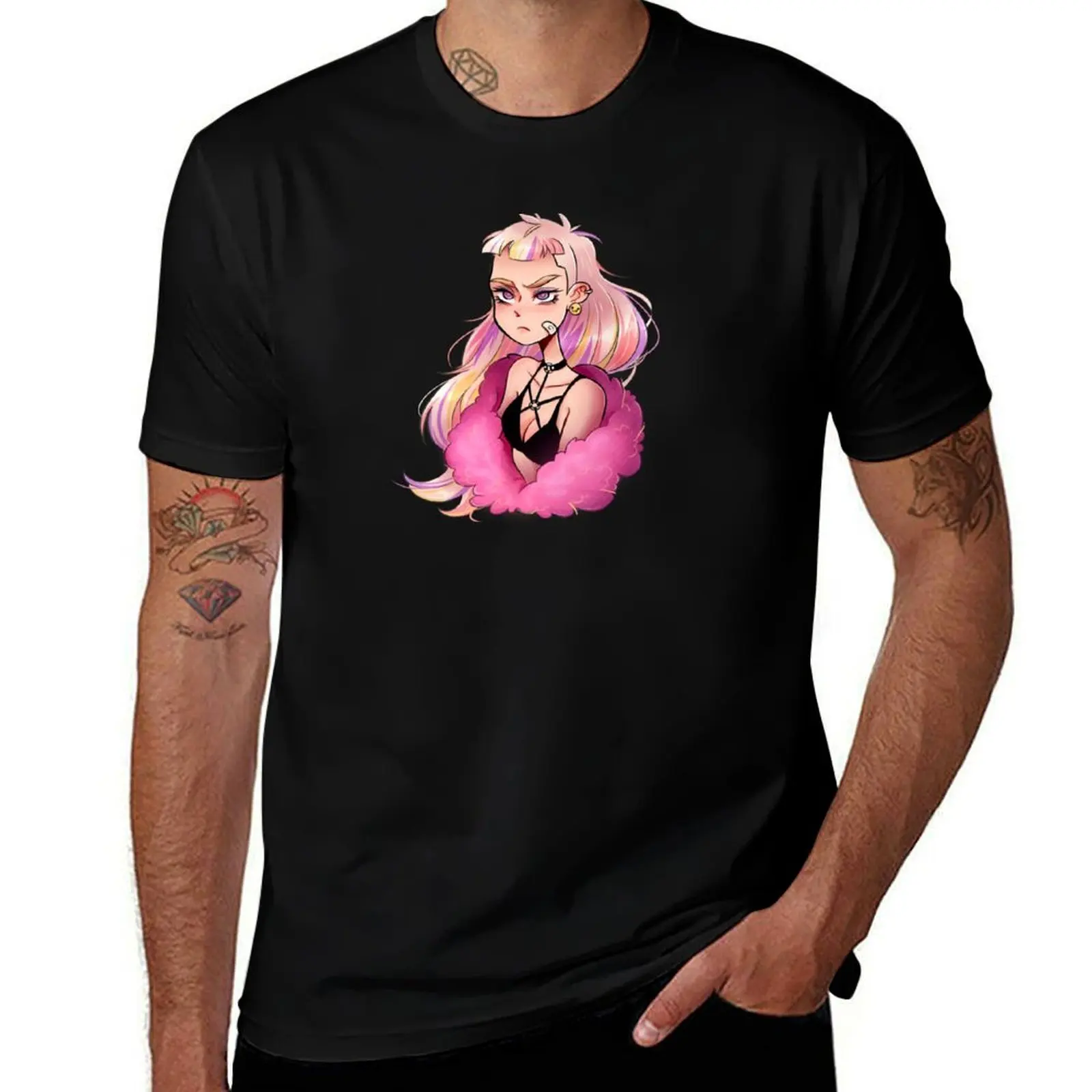 

Pop punk anime girl T-Shirt blanks vintage cotton graphic tees essential t shirt men clothes