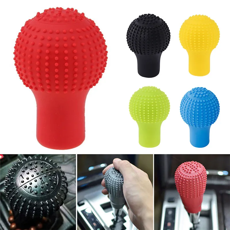 

Car Shift Knob Cover Car Silicone Gear Head Gear Shift Round Bump Nonslip Shifter Collars Handbrake Grip Case Universal