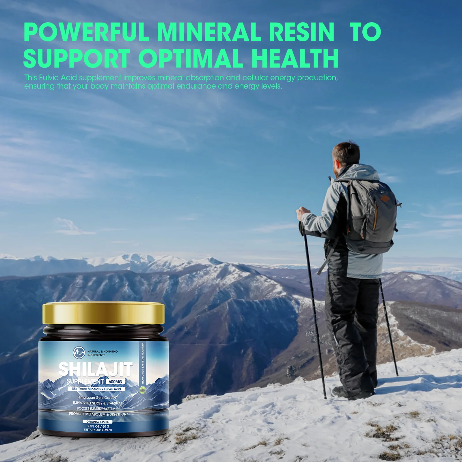 Minch Pure Organic Shilajit Supplements with 85+ Trace Minerals & Fulvic Acid Immune Health Overall Physical Health for Men