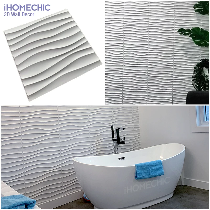 30cm Decorative 3D Wall Panel wave Diamond Design Not self-adhesive plastic tile 3D wall sticker living room Bathroom wall paper