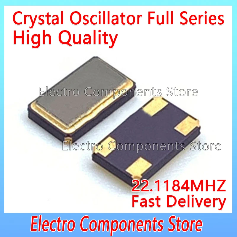 10PCS/Lot Quartz Crystal Resonator Passive Oscillator 4Pin 6035 4P 22.1184M Quartz Crystal Resonator 20PF 22.1184MHZ 6*3.5