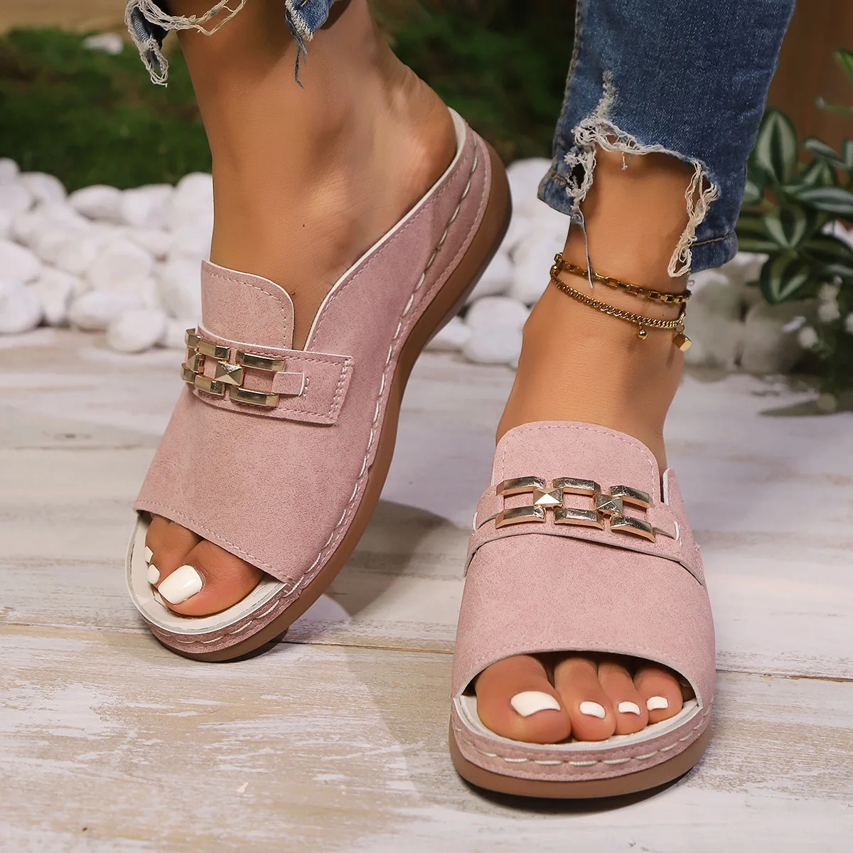 Women's sandals, new thick soled breathable shoes outdoor casual sports shoes comfortable non slip wear-resistant beach shoes