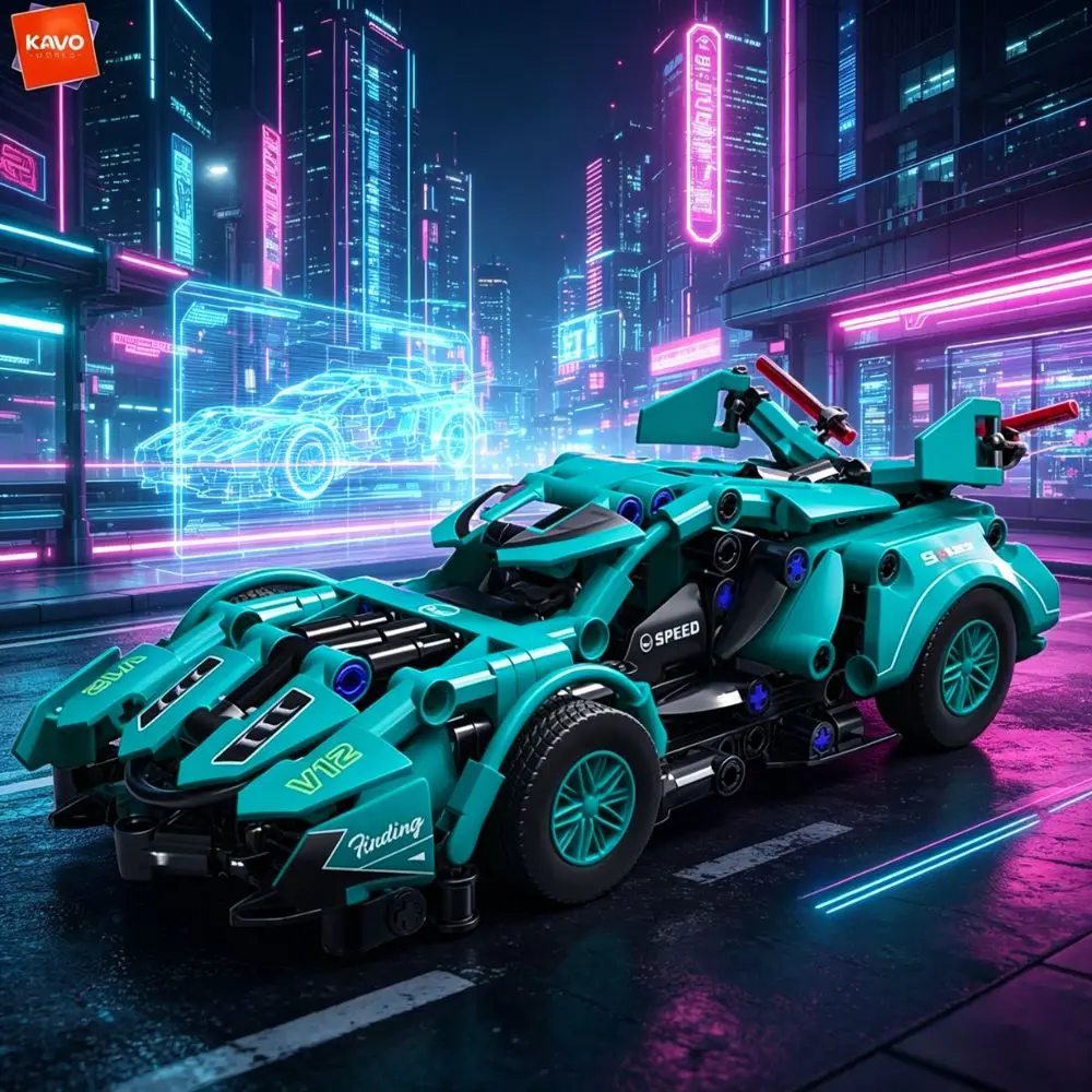 

KAVOWORLD 313PCS Sports Car Building Blocks Construction Kit Realistic V12 Race Car Bricks DIY Toy for Kid Perfect Birthday Gift