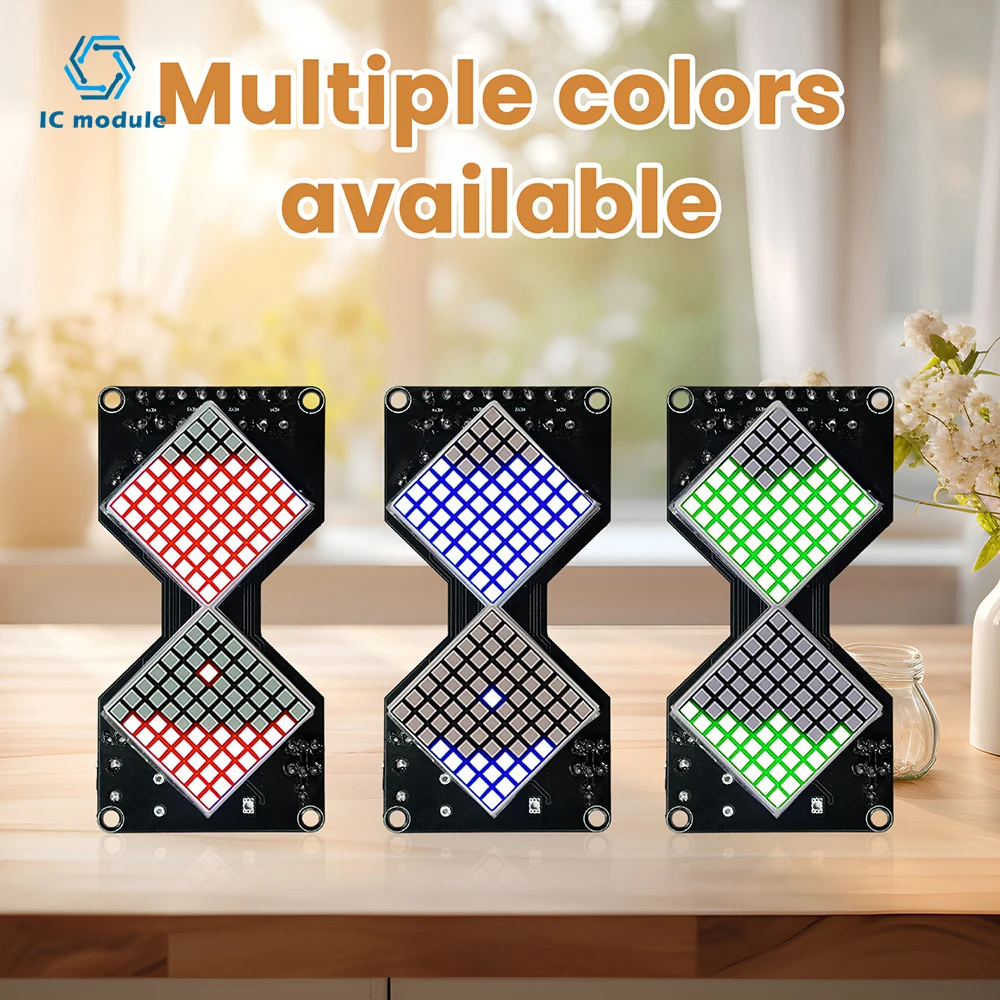 

DC 5V LED Dot Matrix Electronic Hourglass DIY Kit Gravity-Sensing Timer Soldering Practice Electronics DIY Components Micro USB
