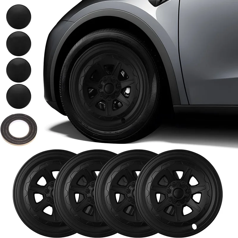 4PCS Hub Cap 19-Inch Performance Replacement for Tesla Model Y Wheel Cap Automobile Hubcap Full Rim Cover Accessories 2019-2024