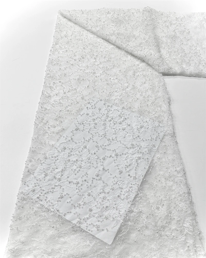 

Новейшие кружевные роскошные фиолетовые варианты цвета, тюль с вышивкой и нигерийскими бусинами ручной работы с блестками, кружевная ткань для платья 5 ярдов