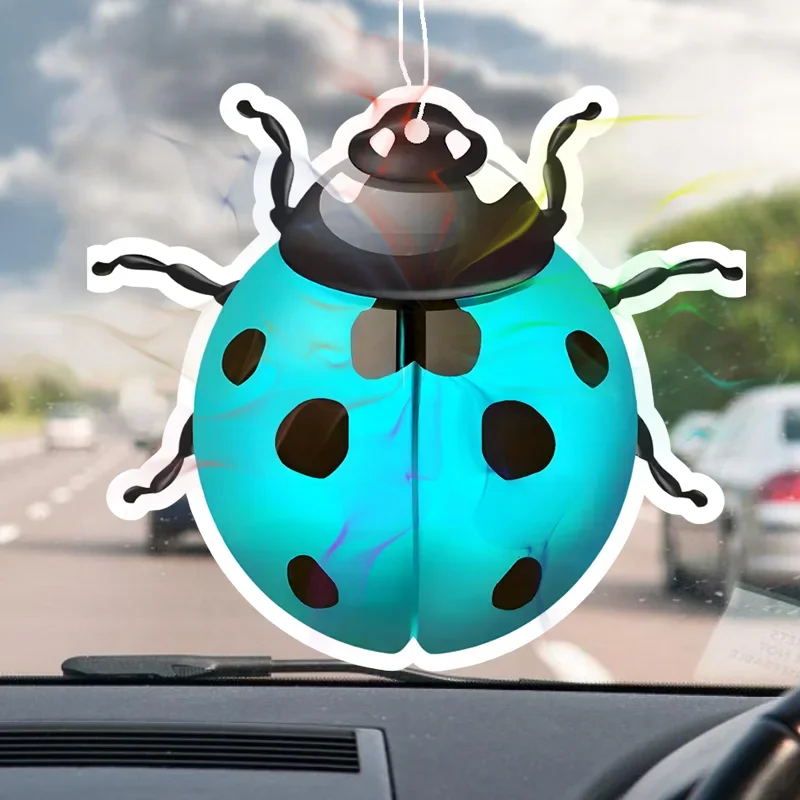 1Pc shape magic seven star ladybug scent tablet car air freshener, hanging air freshener perfume scented rearview mirror pendant