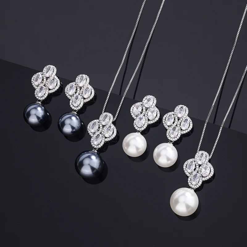 

New Gold-Plated Mother-of-Pearl Pearl Fashionable Elegant Women's Set 14mm 12mm