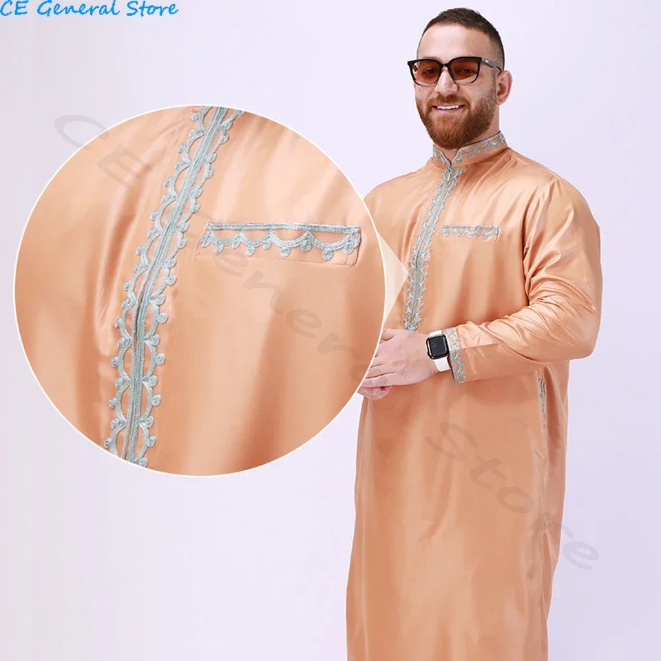 Roupas islâmicas tradicionais masculinas, Eid, Jubba Thobe, árabes, abaya, caftan, conjuntos muçulmanos, vestes, moda nacional, terno estilo retrô,