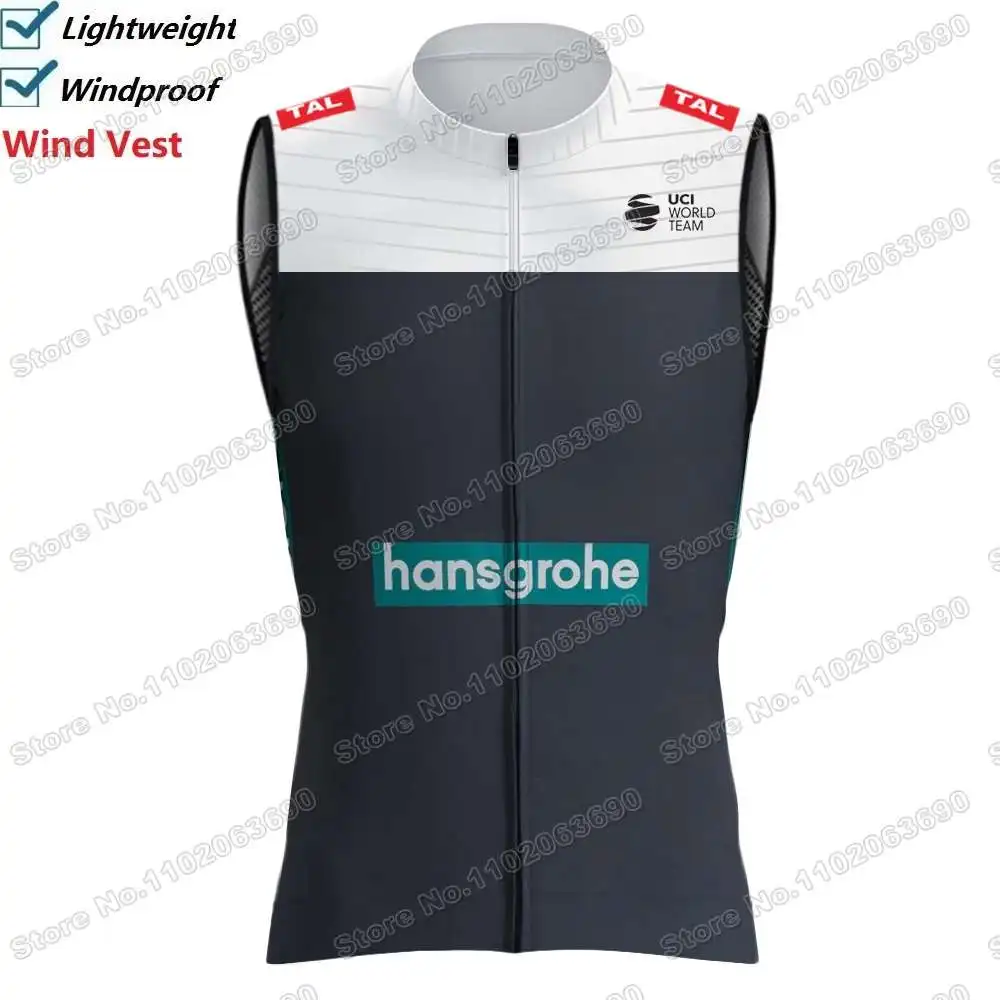 2025 Team Hansgrohe Cycling Vest Windproof Slovenia Champion Primož Roglič Wind Vest Cycling Jersey Sleeveless Bike Windbreaker