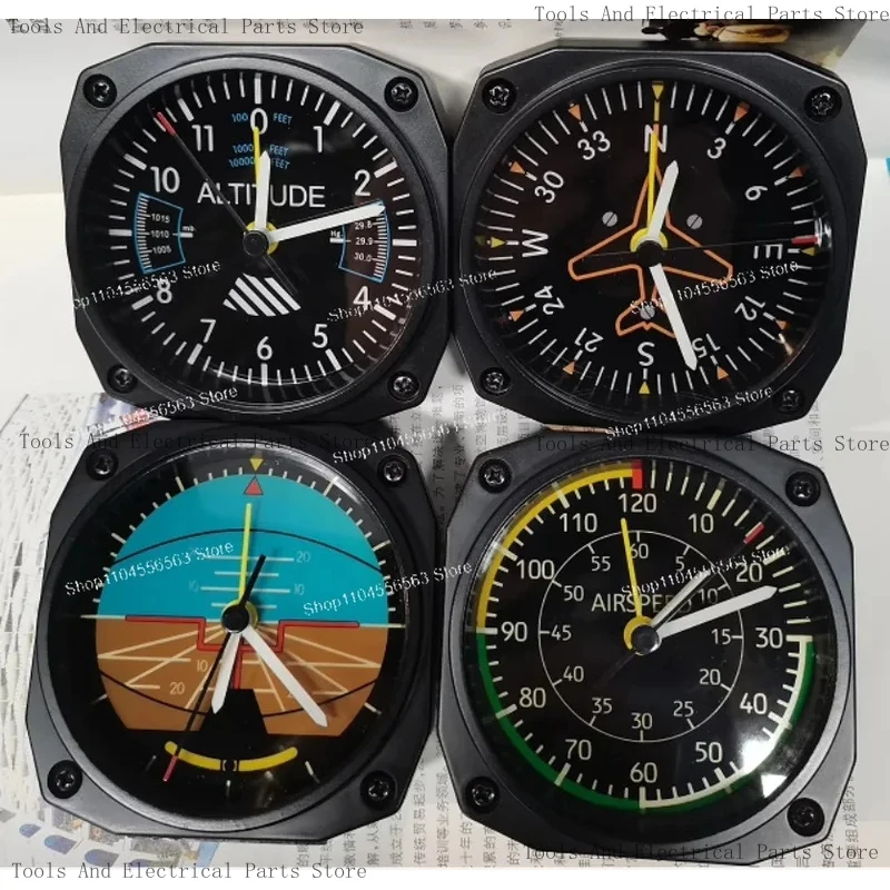 Aircraft Simulation Instrument Set: Airspeed Altimeter Clock Attitude Indicator Heading & Alarm For Flight Simulators