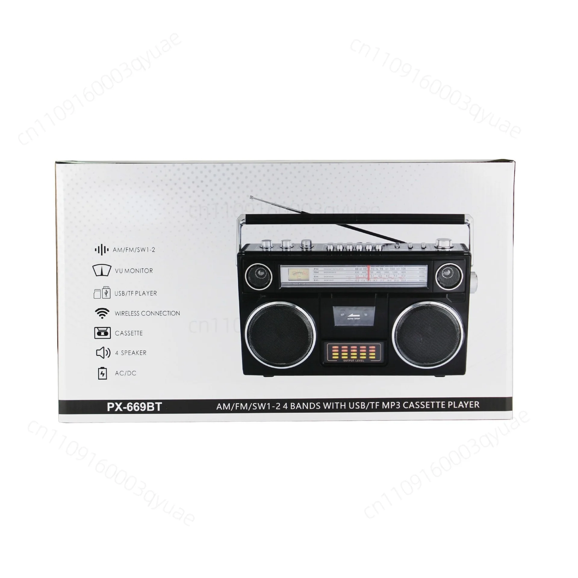 Multi-band tape recorder FM radio  Multifunctional tape recorder Dual speakers Desktop recorder Built-in battery