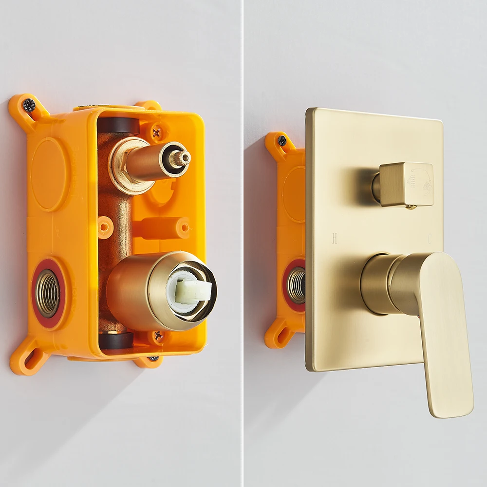 POIQIHY نحى الذهبي دش الحنفيات جدار جبل أخفى دش مجموعة الأمطار حمام دش خلاطات 2 طرق الحمام صنبور حوض خلاط