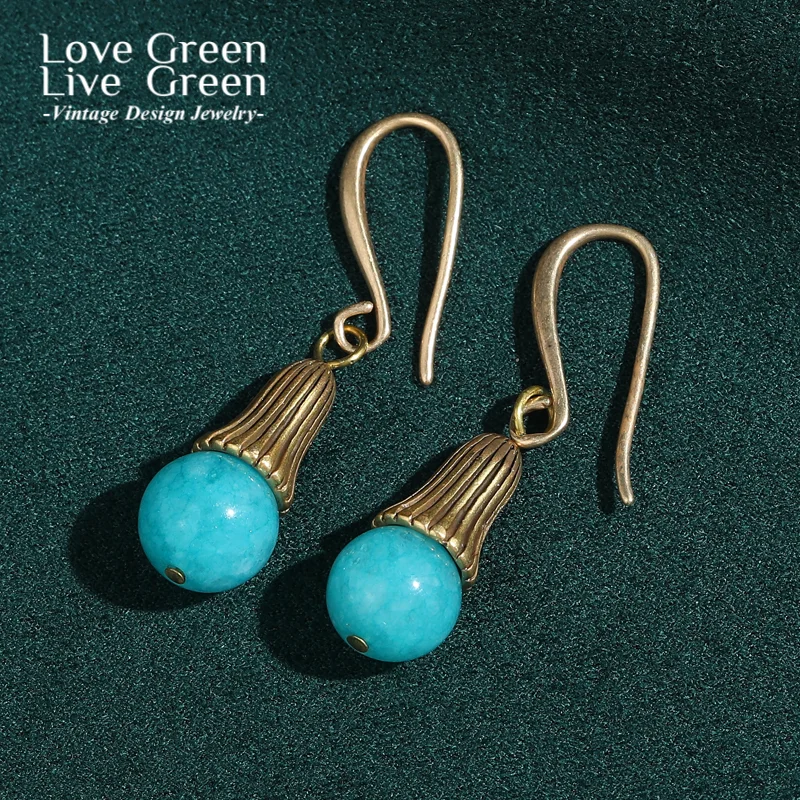 

Vintage Turquoise Stone Light Bulb Drop Earring For Women Elegant Jewelry Trends 2026 High Quality Luxury Designers Wedding Prom