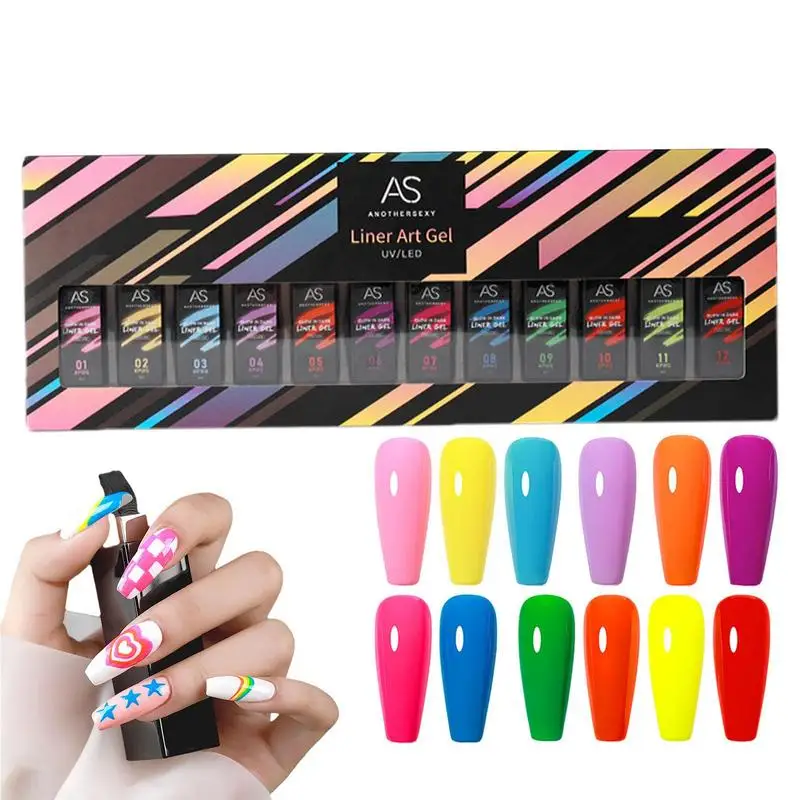 Glow In The Dark Nail Gel Fluorescent Gel Liner 12pcs Nail Gel Polish Set Safe And Charming Glow Gel Polish For Home Use Dinner