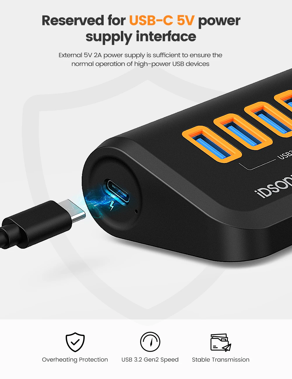 Imagem -05 - Idsonix-usb 3.0 Hub Leitor de Cartão sd e tf Docking Station 10gbps 5gbps Alta Velocidade Usb a Dados c Laptop Macbook Portas 3.2