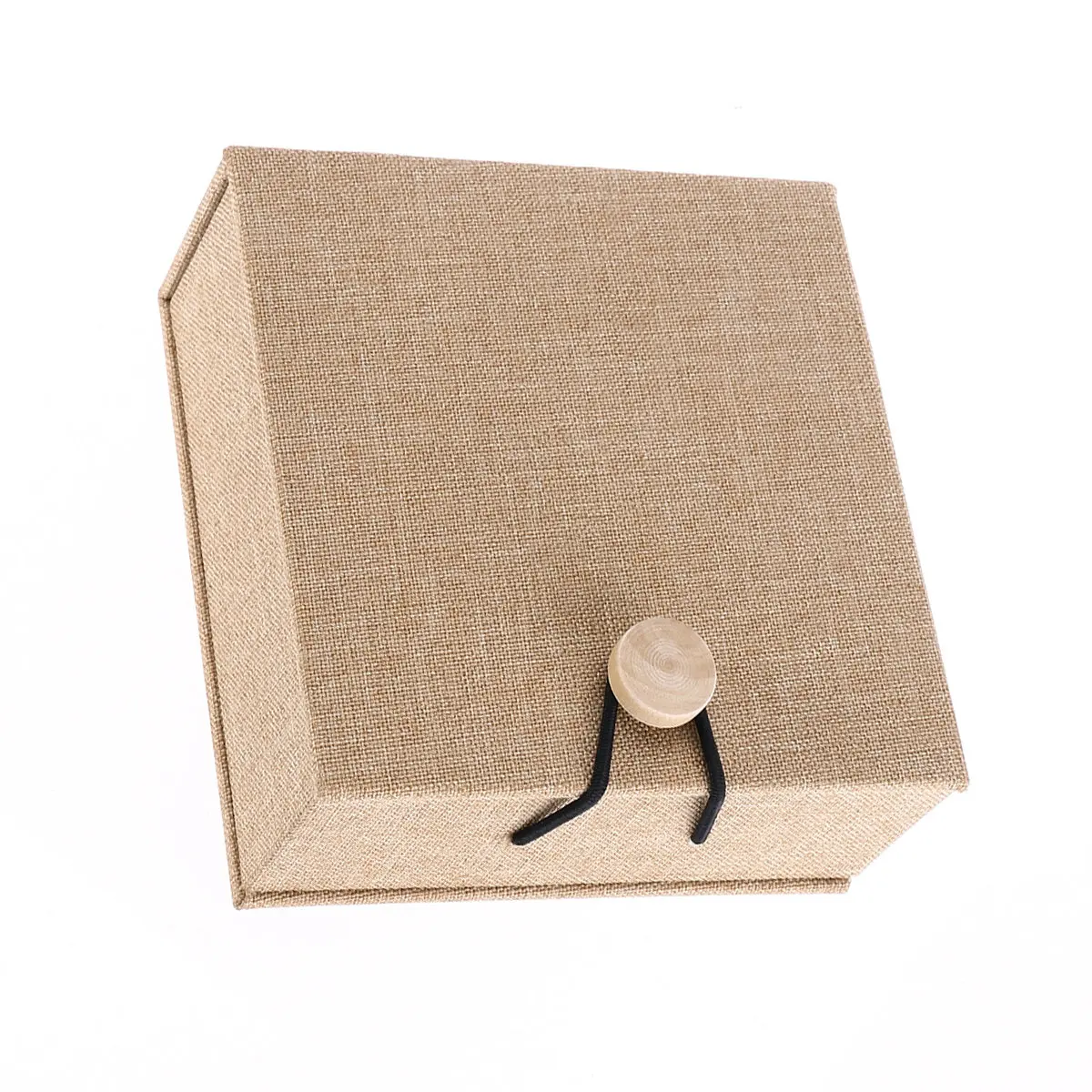 Khaki Linen Wooden Bangle Bracelet Box Durable Jewelry Gift Box Rustic Clasp Lock for Gifts Bracelet Boxes Gift