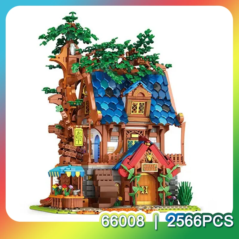2566PCS MOC Medieval Tree House Building Blocks European Street Scene Castle & Windmill Model Bricks Creative 3D Assembly Deskto