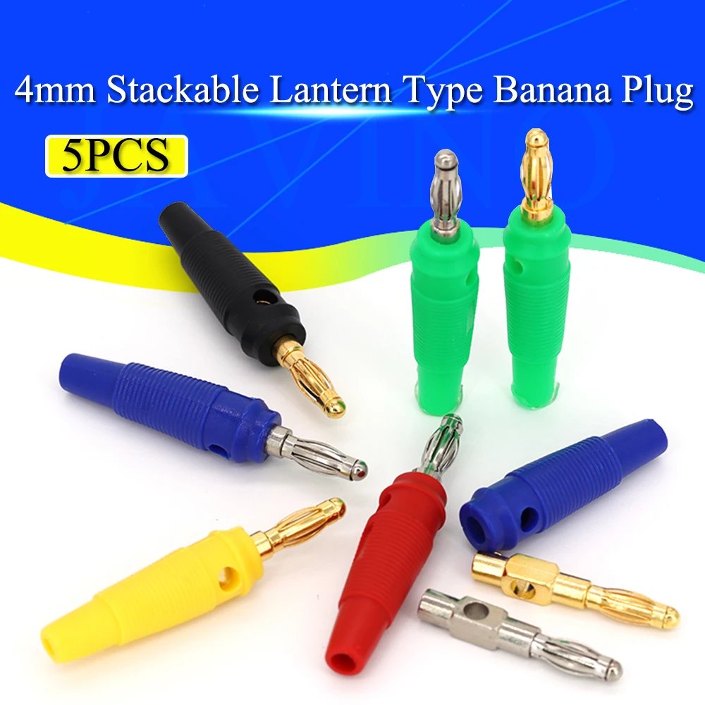 5Pcs 4mm Banana Plug Lantern Regulated Power Supply Universal Meter Test Plug Welding-Free Soft Rubber Shell Non-Slip Sheath