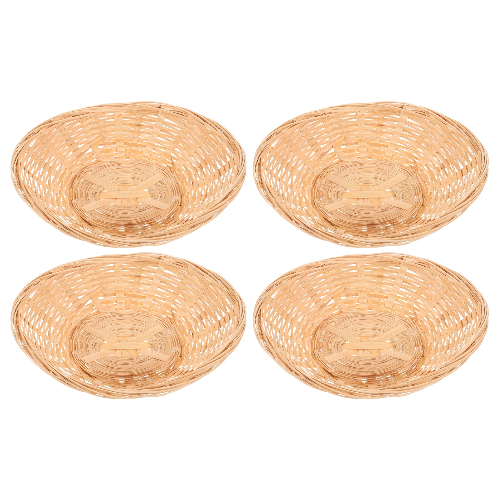 

Handwoven Bamboo Bread Basket Snack Fruit Storage Organizer Oval Woven Food Basket Drainage Design Rustic Egg Holder