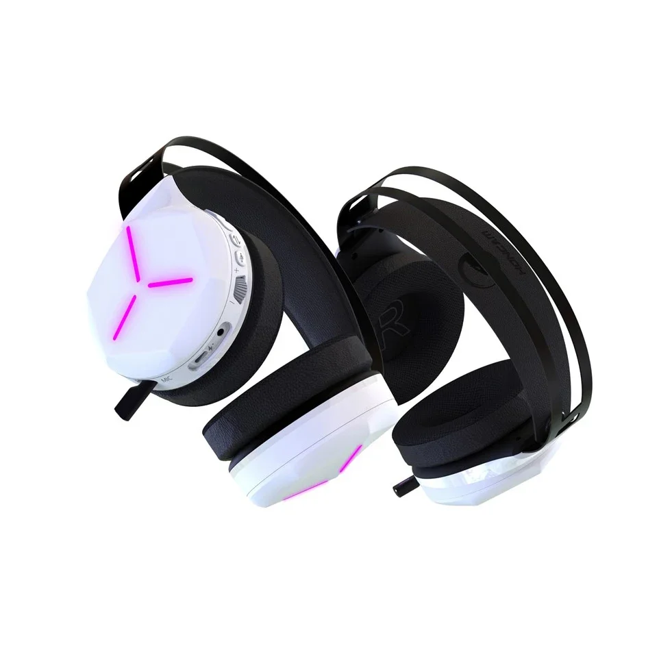 Honcam PS4 PS5 BT Gaming Headset with Mic Wireless RGB Lights Headphone 20ms Low Latency