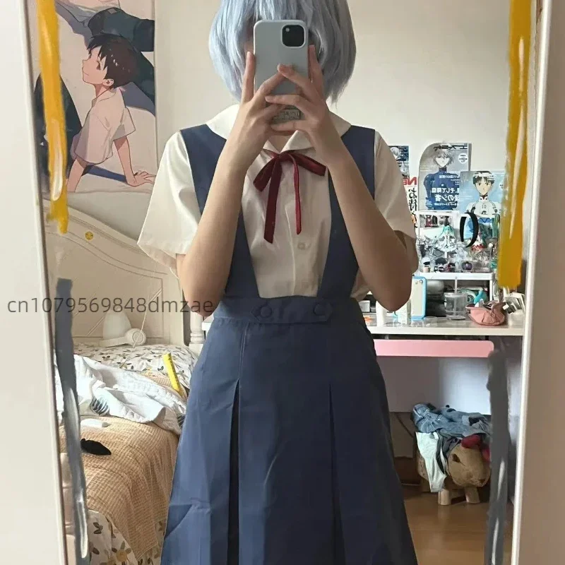 New Century Evangelion Cosplay Costume Blue and White Ayanami Asuka Cosplay Anime Costume for Girls' Holiday Gatherings