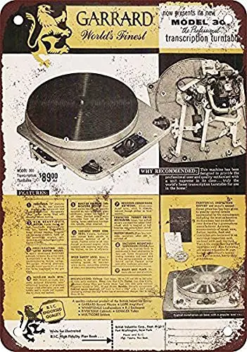 Póster de pared con diseño de tocadiscos Garrard 01 de 1955, cartel decorativo vintage para restaurante de barbacoa, comedor, cafetería, tienda