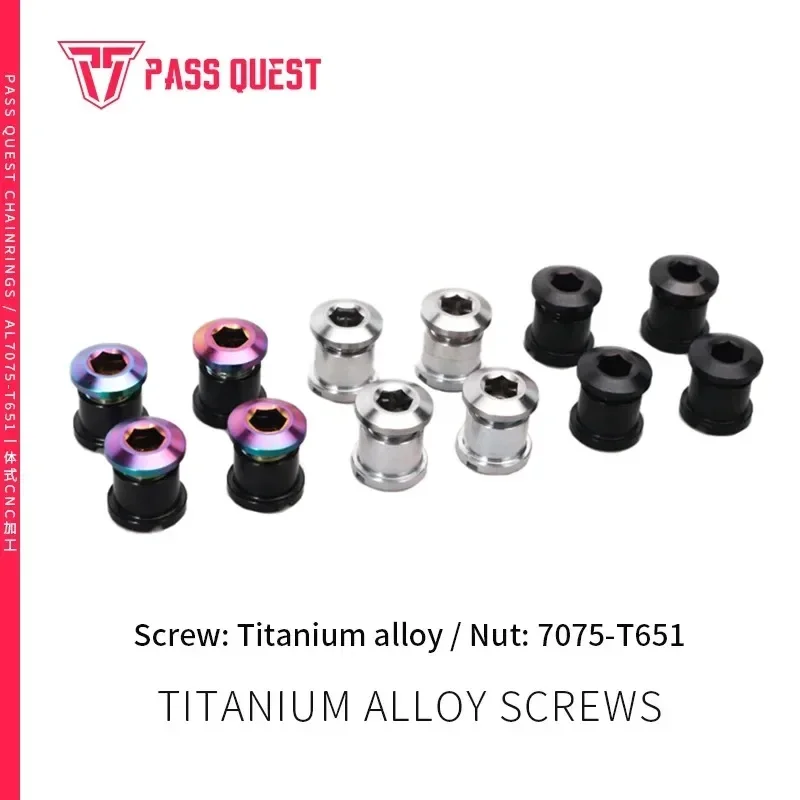 PASS QUEST ห่วงโซ่จักรยานไทเทเนียมสกรูขยายแผ่นเดียวสกรูคู่ 7.5 มม./9 มม.สําหรับเดี่ยว/คู่ Chainring
