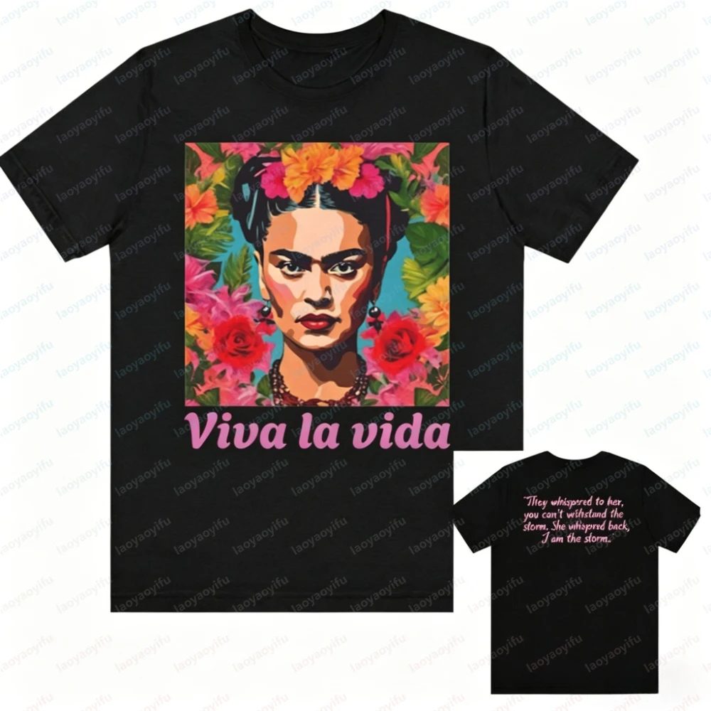 Viva La Vida Frida Kahlo Tee Empower Women Inspired in Frida Khalo Shirt Harajuku Oversized T Shirt Graphic Tshirts Vintage Tops view 5
