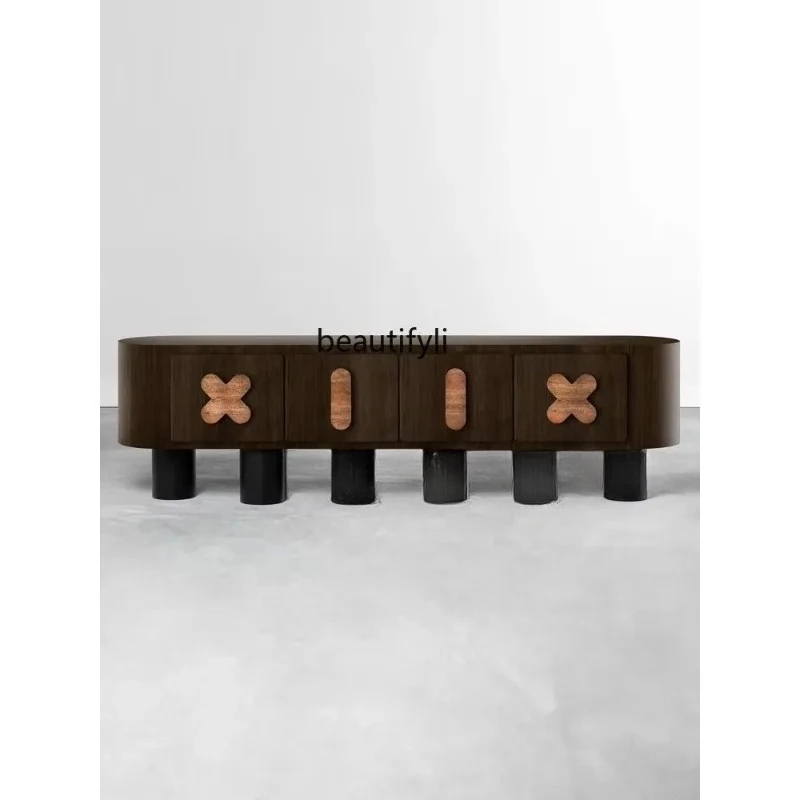

Medieval creative solid wood designer TV cabinet designer home living room audio-visual cabinet