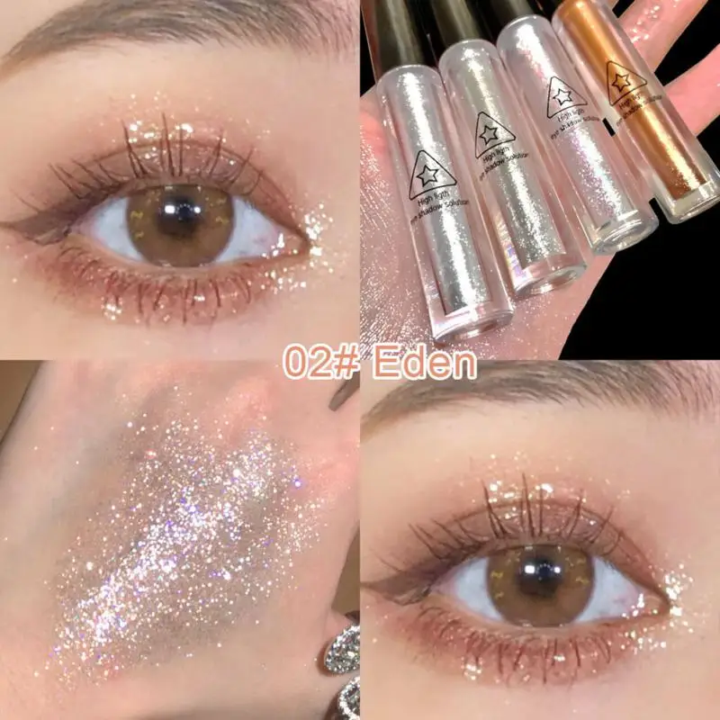 Sombra de ojos líquida con cuentas de cristal brillante, bolígrafo de gusano de seda tumbado para iluminar, sombra de ojos monocromática, maquillaje de resaltado líquido