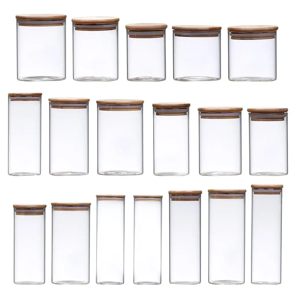 Transparent Glass Jar with Lid Food Container Kitchen Supplies Stackable Sealed Can for Tea Sugar Cookie Coffee Flour