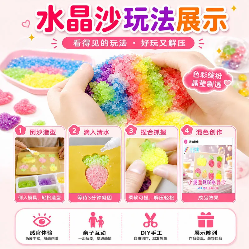 Kristallsand DIY Squishy Set, Simuliertes Lebensmittel-Gelee-Sand Fidget-Spielzeug, Stressabbau-Urlaubsgeschenk für Mädchen