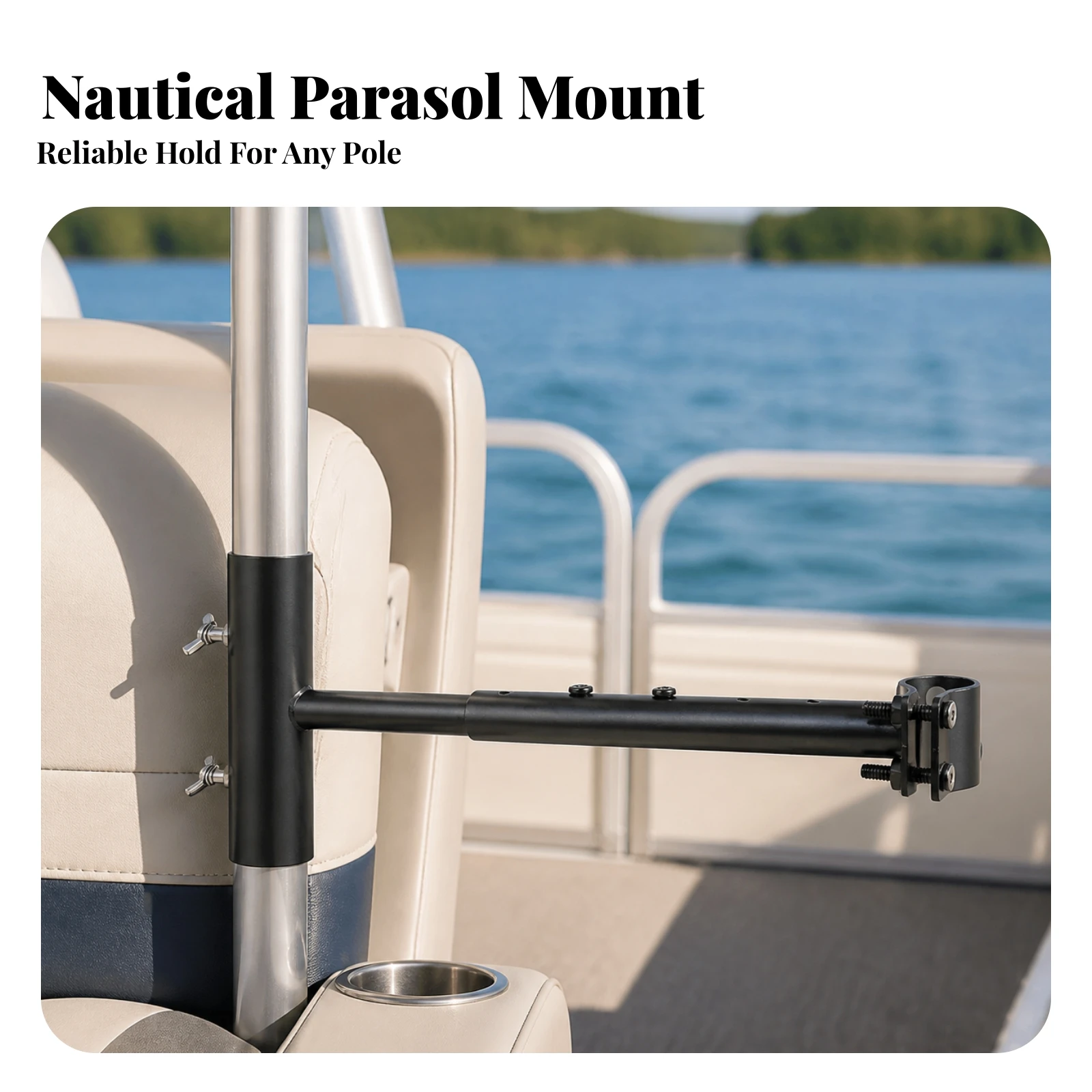 Boat Seat Umbrella Bracket Heavy-Duty Umbrella Holder with Clamp Seat Post Mount Secure Hardware Stable for Anglers