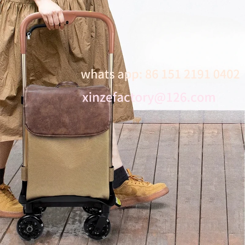 

Customizable Cart, Lightweight Shopping Trolley with Brake, Compact Oxford Storage Organizer, High-Stability