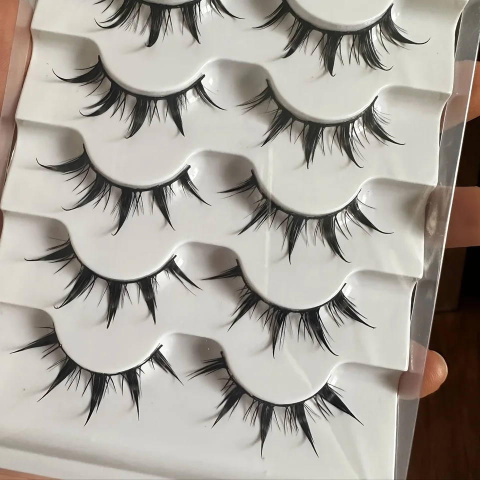 5 pares de pestañas caricatura, pestañas ojo de diablo de pura inocencia, pestañas postizas amplificadoras COS, libres de formaldehído, 5MM-5 3