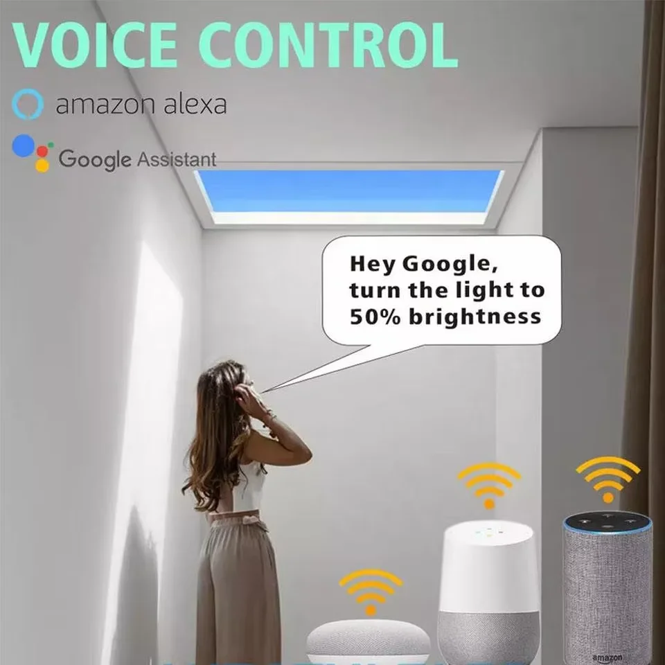 HOT Sale LED Skylight Acrylic Aluminum Body Natural Light Intelligent Control System IP66 For Shower Room Living Room Kitchen