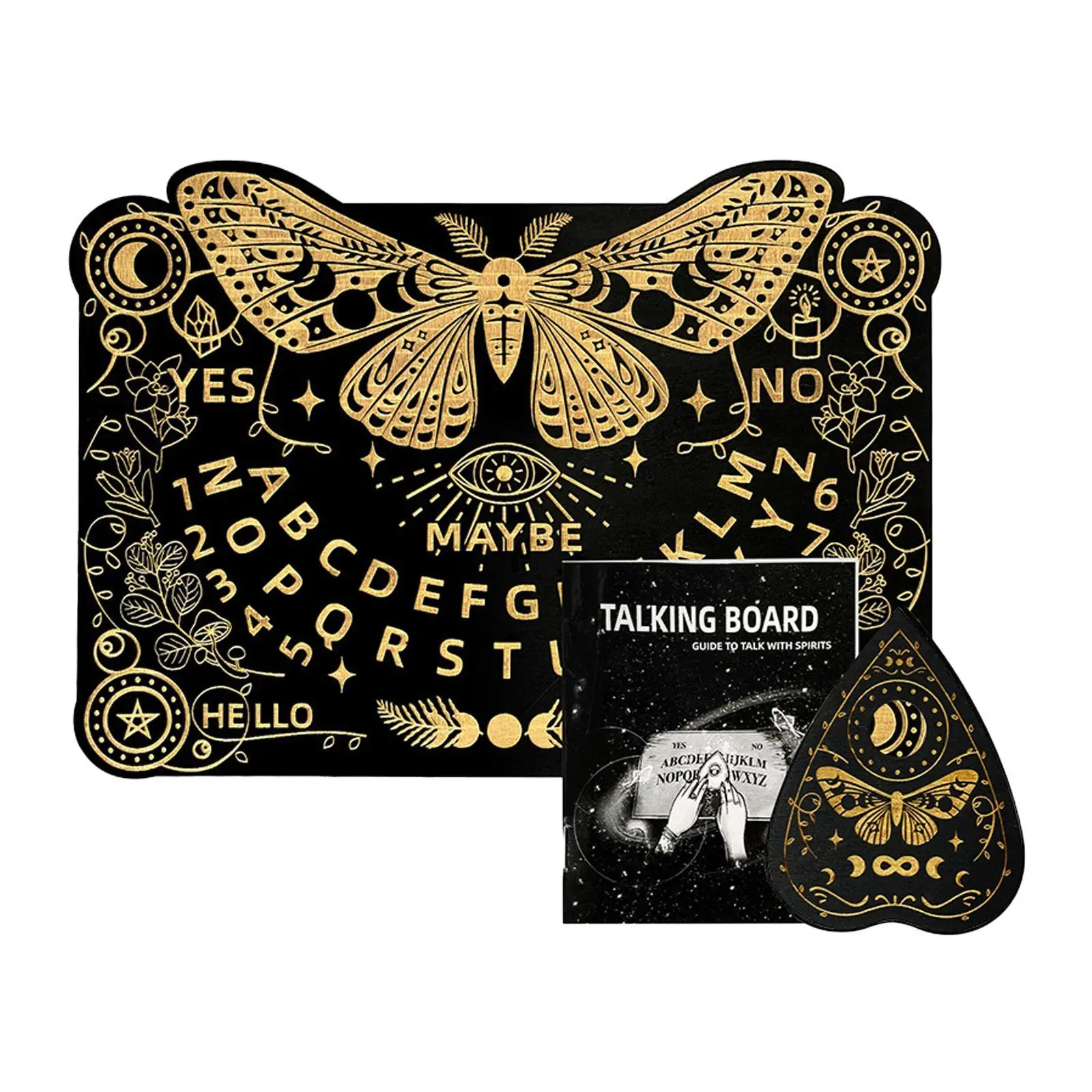 Party Game Card Toy Wooden Spirit Board with Butterfly Engraving for Friends Gathering and Mystical Fun