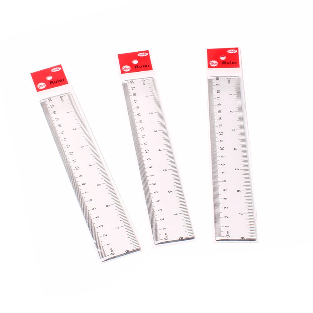 1pc 20cm/8 Inch Plastic Transparent Ruler Simple Straight Ruler Measuring Tool for Student School Office Drawing Stationery