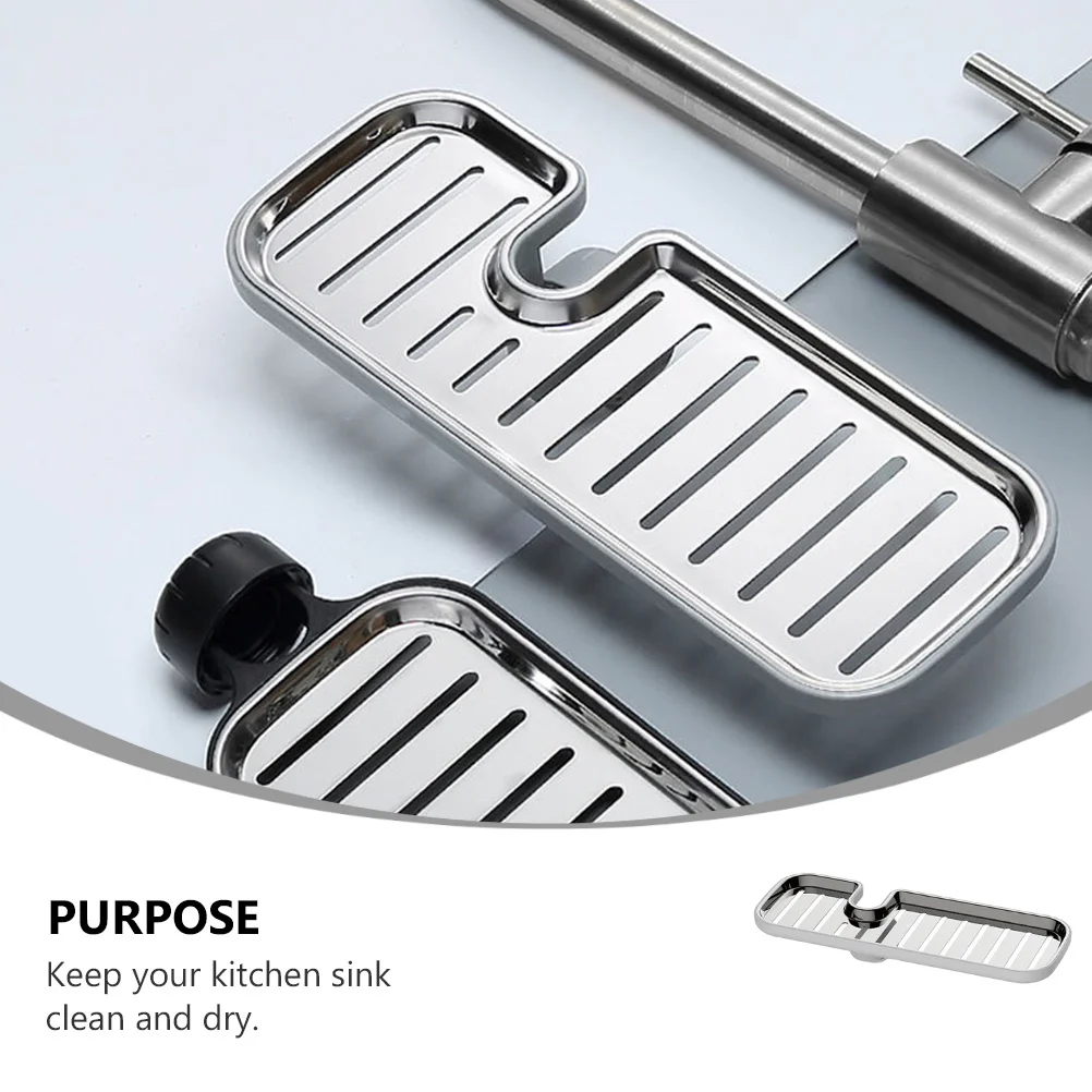 

Stainless Steel Kitchen Faucet Sponge Holder No Sponge Storage Rack Hole Waterproof Sink Organizer Rack Drain Storage