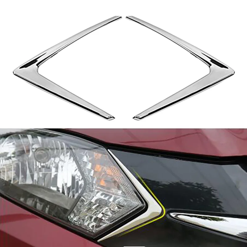 Classic-Chrome Head Light Front Lamp Triple-Cornered Trim Cover Molding Styling Bezel Lid Garnish For Honda Hrv Vezel 2014-2019