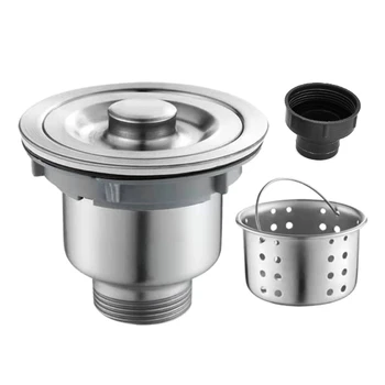 주방 막힘 방지 배수 필터 싱크 배수 스토퍼 이동식 싱크 스트레이너 바구니 및 커버 스테인레스 스틸 내구성