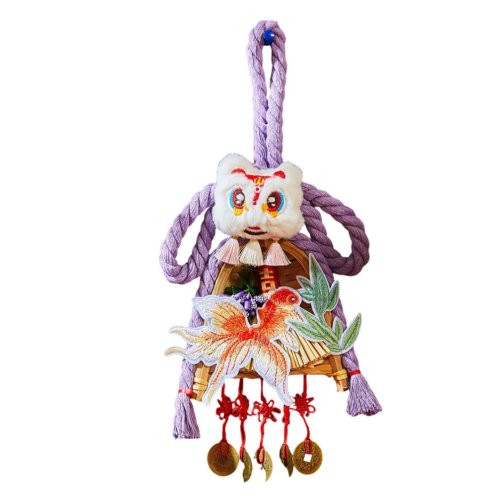 New Year Door Decor CNY Hanging Ornament New Year Celebrations Intricate Embroidery Classic Patterns Suede Material